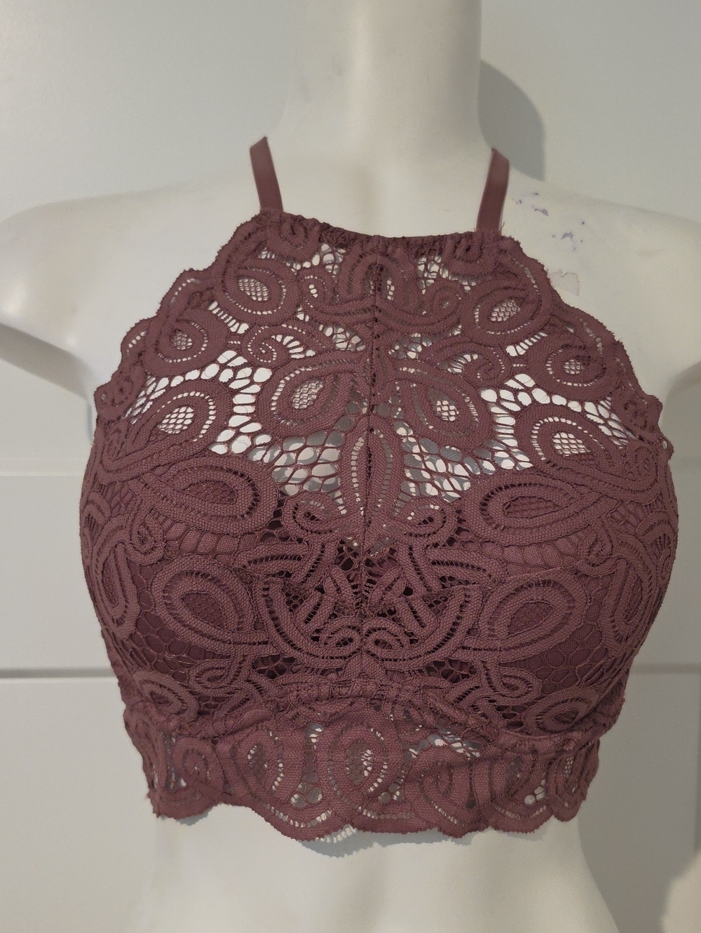 Victoria's Secret PINK Mauve Lace High-Neck Bralette
